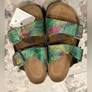 Papillio by Birkenstocks Arizona Sandals in Vibrant Leaf Pattern